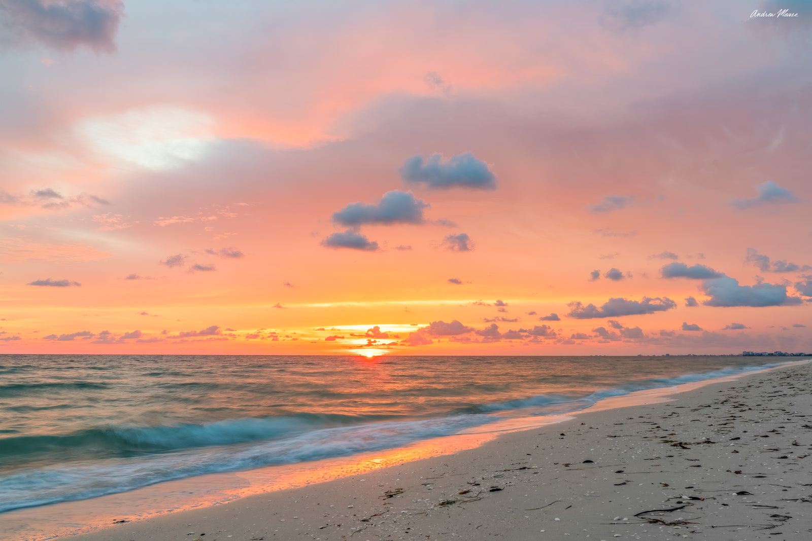 Fine art print of a peachy colored sunset in Bonita Springs, Florida from 2019 – landscape photography by Andrew Mease