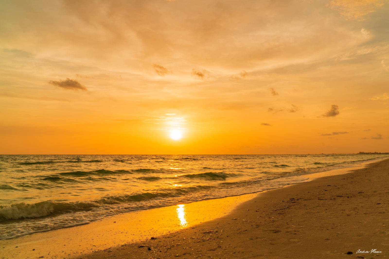 Fine art print of a hazy yellow sunset on Little Hickory Island in Bonita Springs, Florida – landscape photography by Andrew Mease